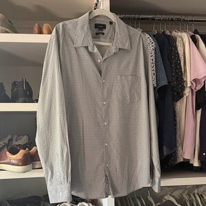 Vince Men's light blue and olive green Checkered Shirt